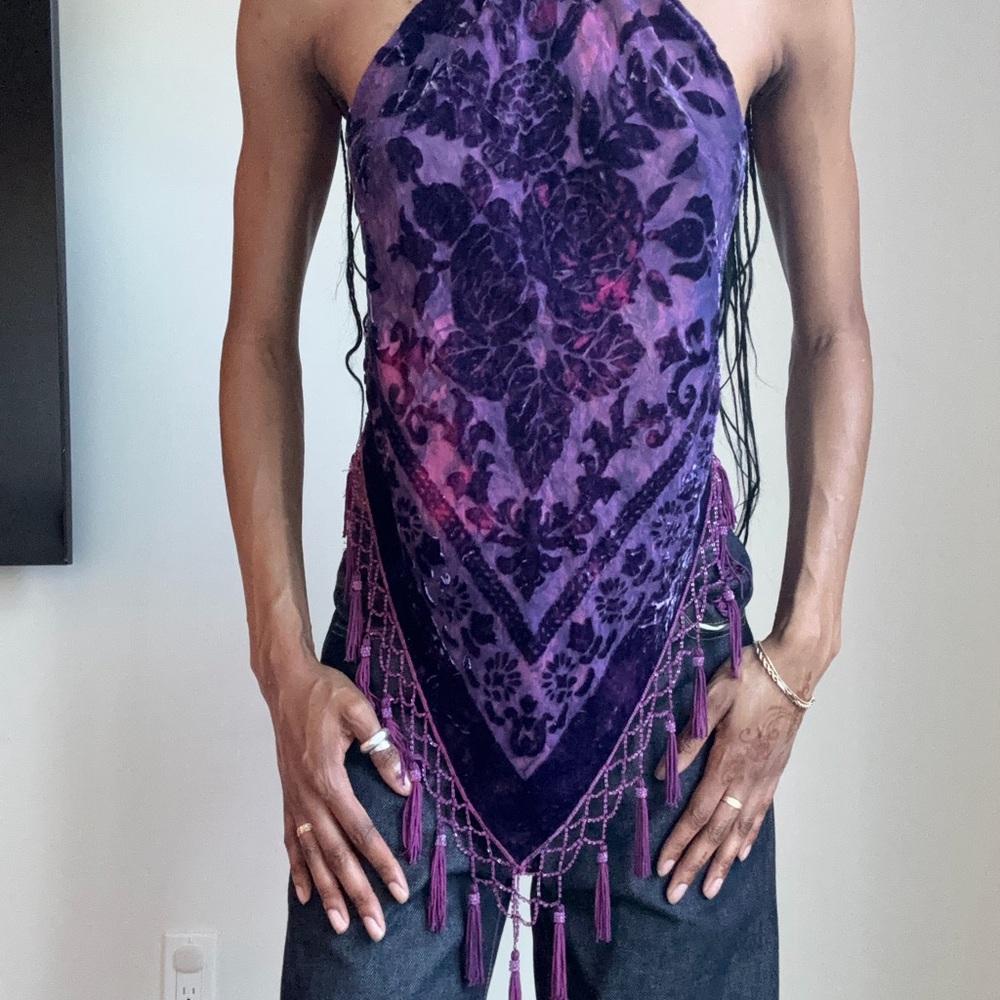 Purple Fringe Halter Top